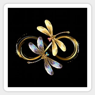 Infinity with Two Golden Dragonflies Sticker